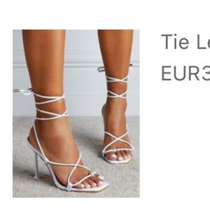 SHEIN White Strappy Heels Elegant Lace-Up Sandals